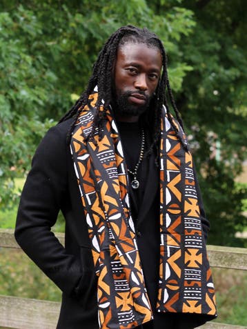 Warme Sjaal met Afrikaanse print Unisex - Bruine Mud, Kleding | Dames, Ophalen of Verzenden, Nieuw
