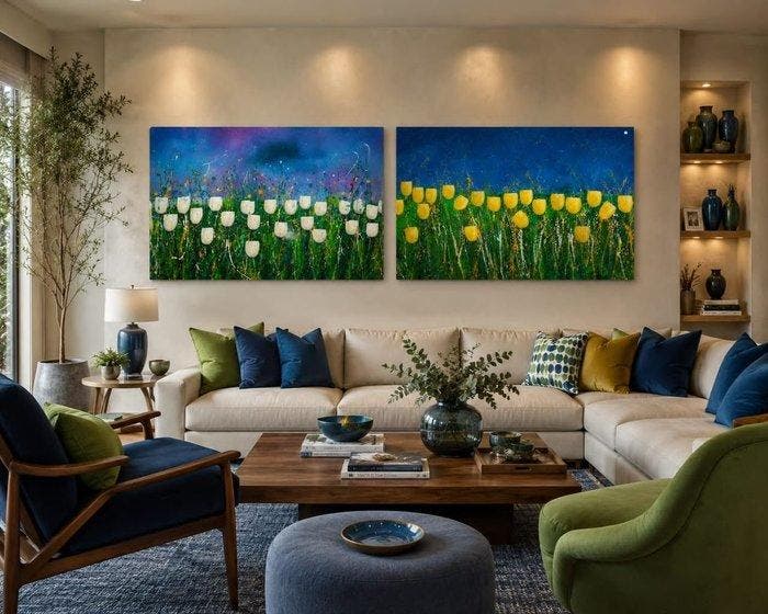 Antony (XXI) 60 x 160 cm - Horizonte de Tulipanes, Antiek en Kunst, Kunst | Schilderijen | Modern