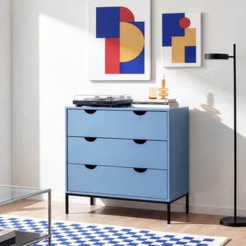 Commode Colwyn met 3 lades 78x80x40 cm blauw [en.casa], Verzenden, Nieuw