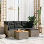 vidaXL 5-delige Loungeset met kussens poly rattan grijs, Verzenden, Nieuw, Loungeset