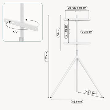 TV standaard Valle Tv statief 137x86x47 cm tot 65 inch wit p, Huis en Inrichting, Kasten | Televisiemeubels, Verzenden, Nieuw