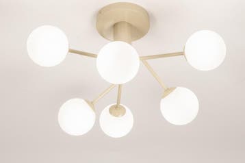 Rietveld Plafondlampen - Beige - Glas, Metaal, Huis en Inrichting, Verzenden, Nieuw
