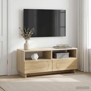 vidaXL TV-standaard 90 x 34.5 x 40 cm Betongrijs Bewerkt, Huis en Inrichting, Kasten | Televisiemeubels, Verzenden, Nieuw, 50 tot 100 cm