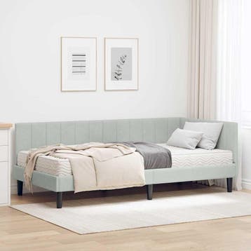 vidaXL Hoekbedframe met Matras met hoofdeinde 2 pcs, Verzenden, Nieuw, Stof