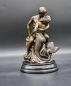 Beeld, Bronze: Kissing a Mermaid - 24.5 cm - Brons, Marmer