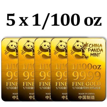 5 x 1/100 Troy Ounce - Goud .999 - 5 x 1/100 oz 9999 Fine