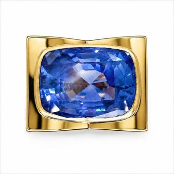 Ring - 18 karaat Geel goud - Geen hitte, korenbloemblauw, Nieuw