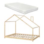 Kinderbed Siuntio huisbed met matras 140x200 cm naturel [en., Verzenden, Nieuw