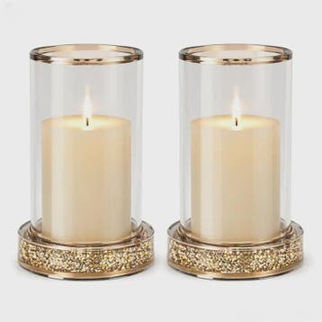 Luxe Glazen Kaarsenhouder met Glitter Bodem - Goud/Zilver -, Huis en Inrichting, Verzenden, Nieuw