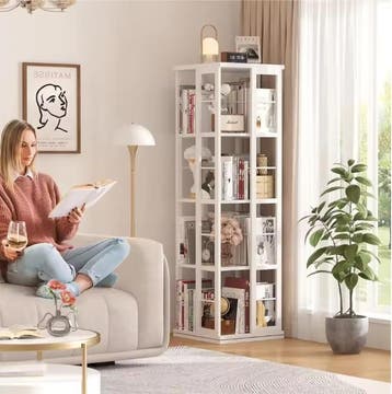 Draaibare Boekenkast 360° – Hoekkast met 4 Lagen Hout, Huis en Inrichting, Kasten | Boekenkasten, Verzenden, Nieuw