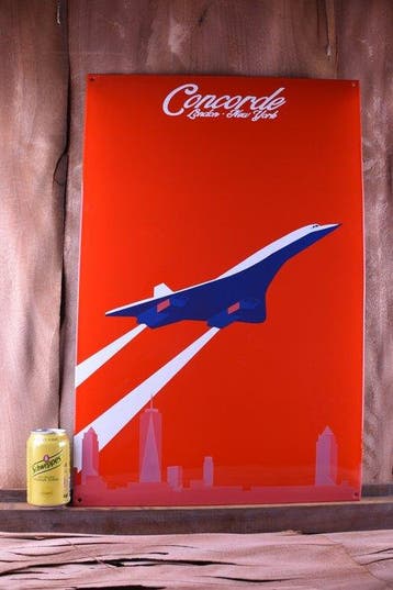Concorde; British Airways - Emaille bord - XXL Concorde, Antiek en Kunst