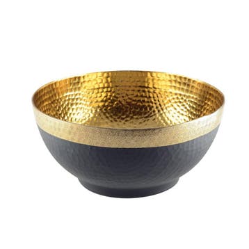 Saladekom zwart metaal met gouden rand 28X13CM, Verzenden, Nieuw
