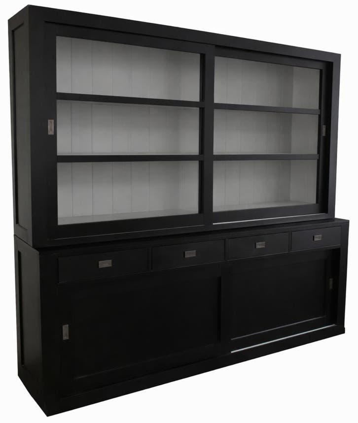 Buffetkast zwart - grijs Hasselt 240cm, Huis en Inrichting, Kasten | Buffetkasten, Ophalen of Verzenden