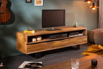Massief tv-meubel MAMMUT 160 cm lowboard met metalen, Huis en Inrichting, Kasten | Televisiemeubels, Ophalen of Verzenden, Nieuw