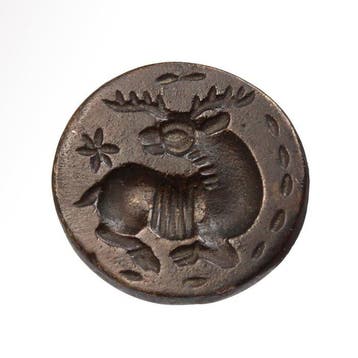 Sasanian Brons Zegel met Stag
