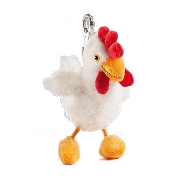 Pluche kip knuffel sleutelhanger - pluche - 12 cm - clip, Verzenden, Nieuw