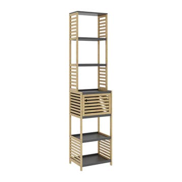 Badkamerrek Kydesby bamboe 170x39x30 cm naturel en grijs [en, Verzenden, Nieuw