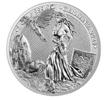 Duitsland. 10 Mark 2023 Germania 2 oz With Certificate, Postzegels en Munten, Munten | Europa | Niet-Euromunten