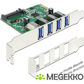 Delock 89360 PCI Express x1-kaart naar 4 x externe USB, Verzenden, Nieuw, DeLock