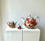 Gorodnitsa Porzellan - Theepot (3) - Porselein - Roter Hahn