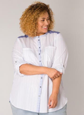 YESTA streep blouse oprol mouwen Maat:, Kleding | Dames, Verzenden, Nieuw, Overige kleuren