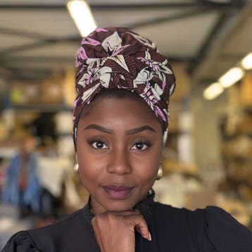 Afrikaanse Bruin / Beige Flower / hoofddoek - headwrap, Ophalen of Verzenden, Nieuw
