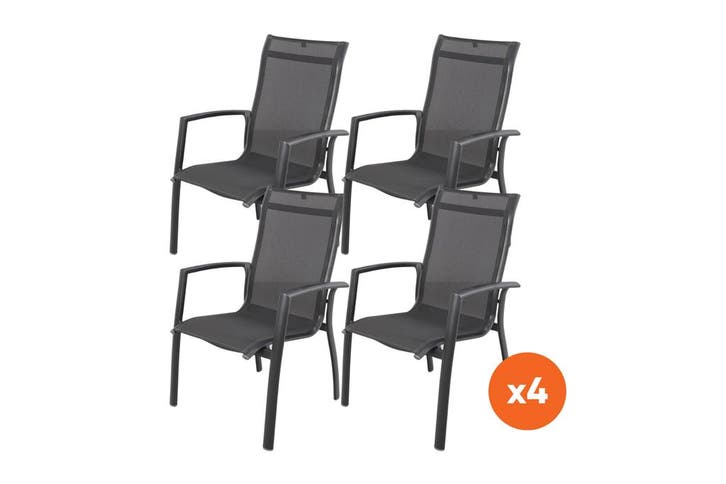 Set van 4 - Kettler Legato Curve aluminium stapelstoel, Tuin en Terras, Tuinsets en Loungesets, Nieuw, Overige materialen, Verzenden