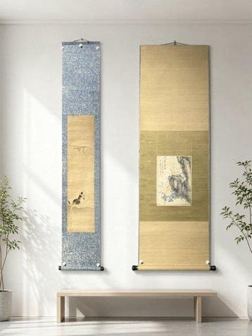 Set van 2 Japanse klassieke Edo- en literati-genre hangende