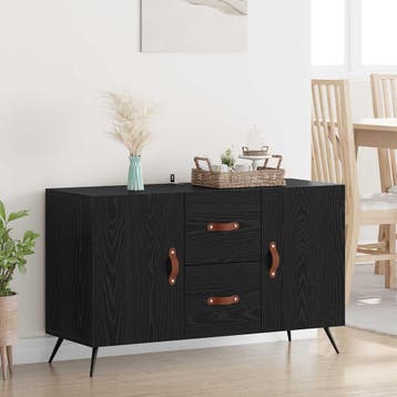 vidaXL Dressoir Zwart Eiken 100 x 36 x 60 cm Bewerkt hout, Verzenden, Nieuw, Overige houtsoorten, Minder dan 50 cm