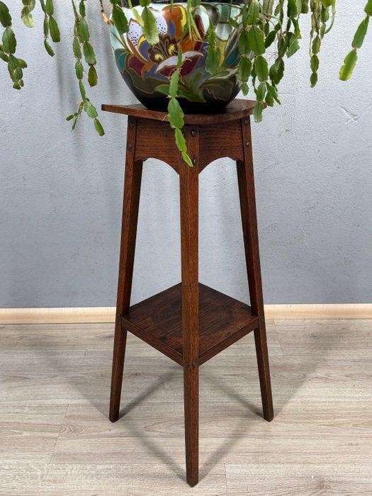 Eikenhouten plantentafel met metalen details - Plantentafel, Antiek en Kunst, Curiosa en Brocante