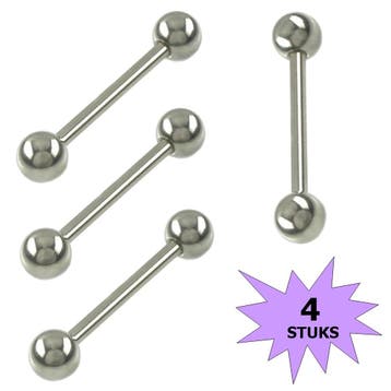 Fako Bijoux - Barbell Piercing - 31mm - Zilverkleurig - 4, Verzenden, Nieuw