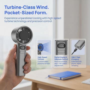 Bladeless Handheld Ventilator met 100 Snelheden & USB Oplade, Verzenden, Nieuw