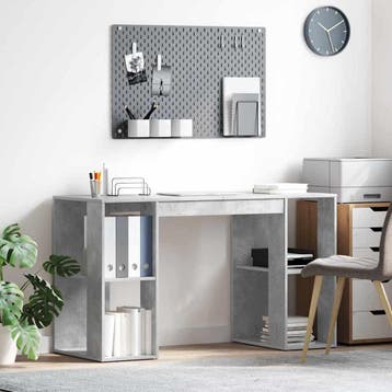 vidaXL Bureau Beton Grijs Bewerkt hout 130 x 50.5 x 75 cm, Verzenden, Nieuw
