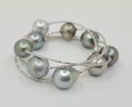 Armband - 18 karaat Witgoud, 11x12mm zilverwitte en groene, Sieraden, Tassen en Uiterlijk, Armbanden, Nieuw