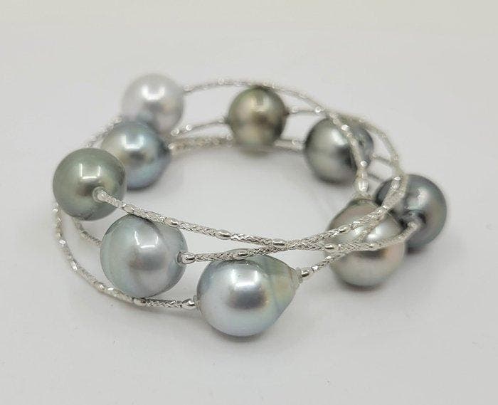 Armband - 18 karaat Witgoud, 11x12mm zilverwitte en groene, Sieraden, Tassen en Uiterlijk, Armbanden