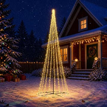 vidaXL LED Kerstboom EKENAS 485 cm 3000 LEDs Warmwit Staal, Verzenden, Nieuw