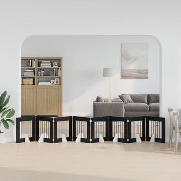 vidaXL Opvouwbaar hondenhek met standaards 8 st Zwart eiken, Verzenden, Nieuw