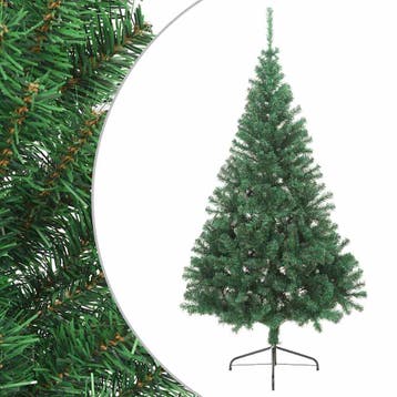 vidaXL Kunstkerstboom met standaard half 240 cm PVC groen, Verzenden, Nieuw