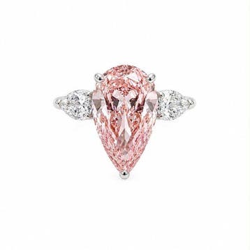 Ring - 14 karaat Witgoud - 6.19ct. tw. Roze Diamant (Fancy, Nieuw