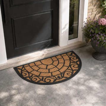vidaXL Deurmat halfrond 45x75 cm rubber en kokosvezel, Verzenden, Nieuw