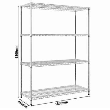 GGM Gastro | Stalen rek - 1500 x 450 mm - 4 legplanken - |, Verzenden, Nieuw in verpakking