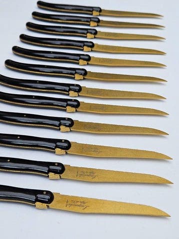 Laguiole - 12x Steak Knives - Gold - style de -