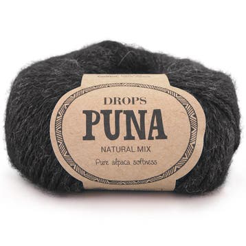 DROPS Puna Natural Mix - 08 zwart - Wol Garen, Ophalen of Verzenden, Nieuw