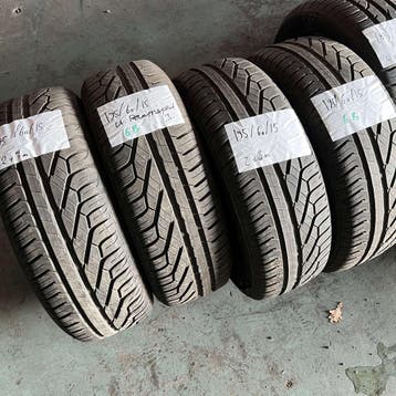 4 x Uniroyal RainExpert 195-60-15 Zomerbanden 7mm, Gebruikt, 15 inch, Ophalen of Verzenden, Band(en)