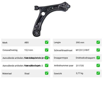Draagarm Vooras rechts Buiten Onder Volkswagen Beetle, Verzenden, Nieuw, Volkswagen