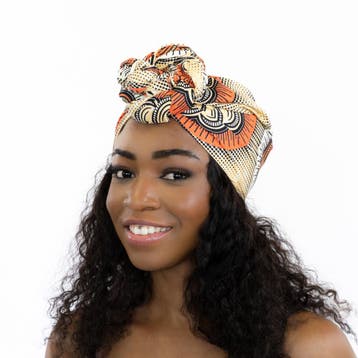Afrikaanse hoofddoek / headwrap - Zalm Flower, Ophalen of Verzenden, Nieuw