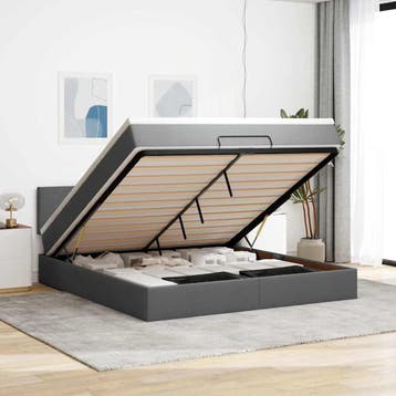 vidaXL Bed poef met matras en LEDs 180x200 cm stof, Huis en Inrichting, Slaapkamer | Bedden, Eenpersoons, Verzenden, Nieuw, 80 cm