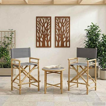 vidaXL Vouwbare Regisseursstoel 2 st Naturel Bamboe, Verzenden, Nieuw, Hout