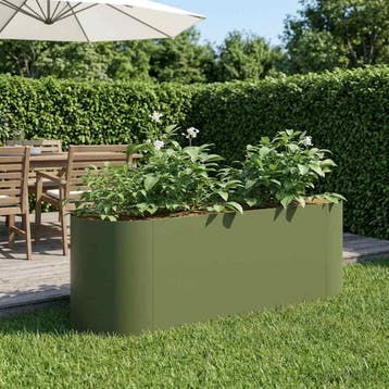 vidaXL Verhoogd Tuinbed Olijfgroen 120 x 40 x 40 cm, Verzenden, Minder dan 60 cm, Nieuw, Metaal