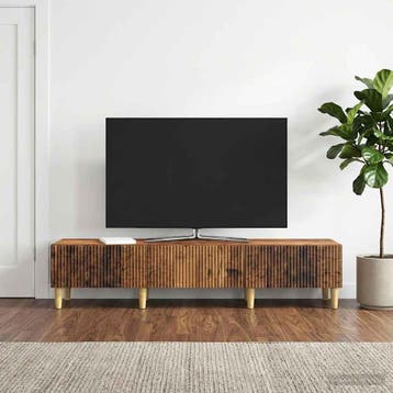 vidaXL TV-kast met lade Oud hout 147 x 34,5 x 30 cm Bewerkt, Minder dan 50 cm, Verzenden, Nieuw, Minder dan 100 cm